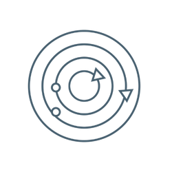 Circles within circles and arrows icon illustrating adaptability