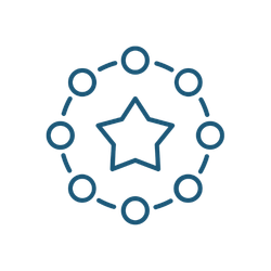 star inside circle of connected dots representing excellence
